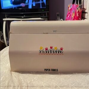 Vintage Paper Towel Holder with Floral Design